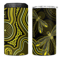 Yellow Indigenous Dragonfly Australia 4 in 1 Can Cooler Tumbler Aboriginal Art - Aussie Hoodie