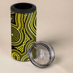 Yellow Indigenous Dragonfly Australia 4 in 1 Can Cooler Tumbler Aboriginal Art - Aussie Hoodie