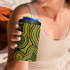 Yellow Indigenous Dragonfly Australia 4 in 1 Can Cooler Tumbler Aboriginal Art - Aussie Hoodie