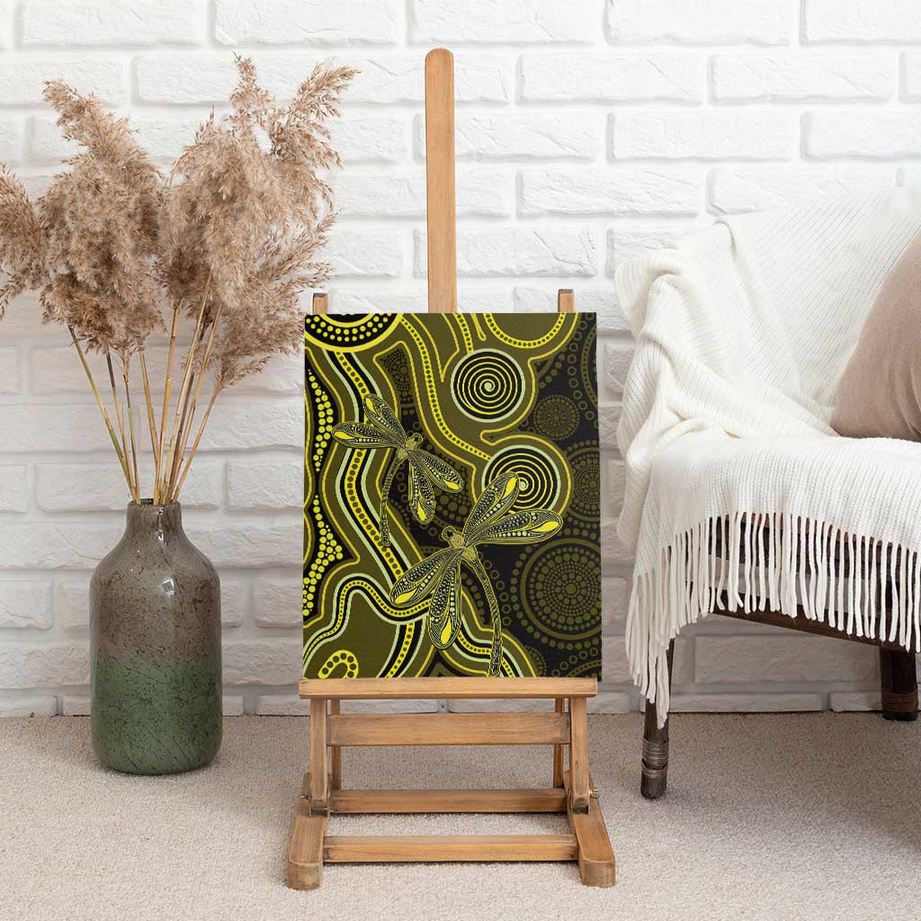 Yellow Indigenous Dragonfly Australia Canvas Wall Art Aboriginal Art - Aussie Hoodie