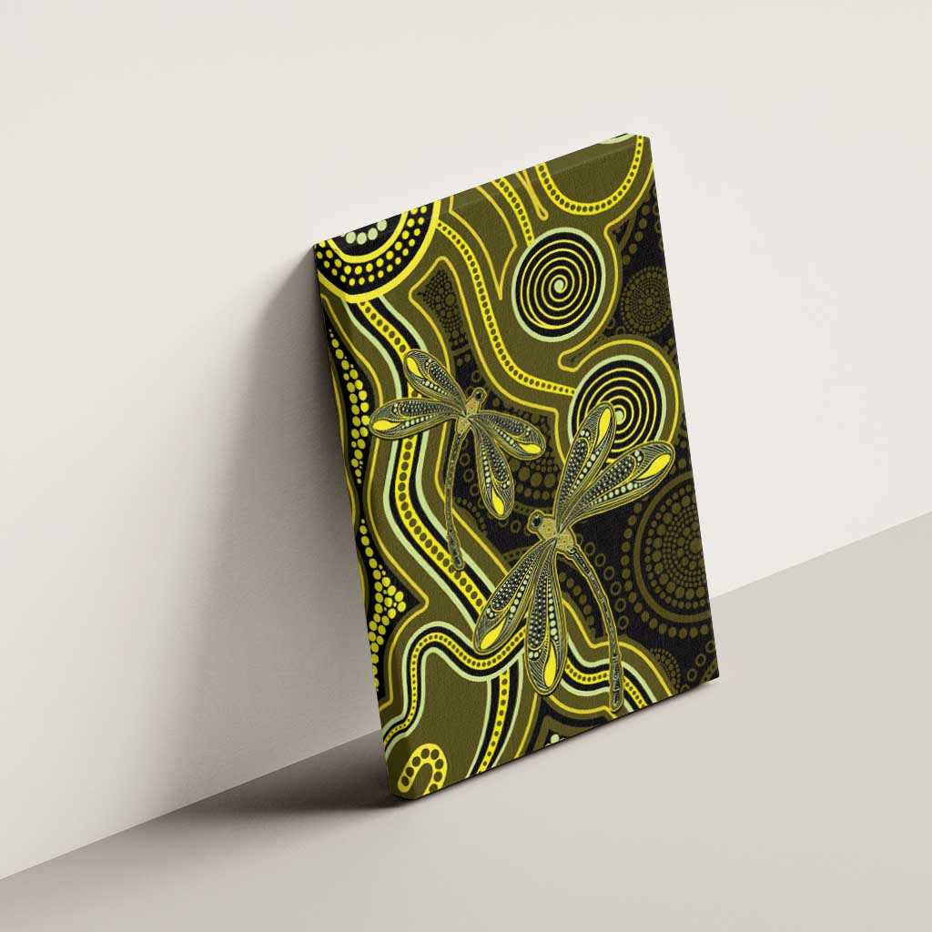 Yellow Indigenous Dragonfly Australia Canvas Wall Art Aboriginal Art - Aussie Hoodie