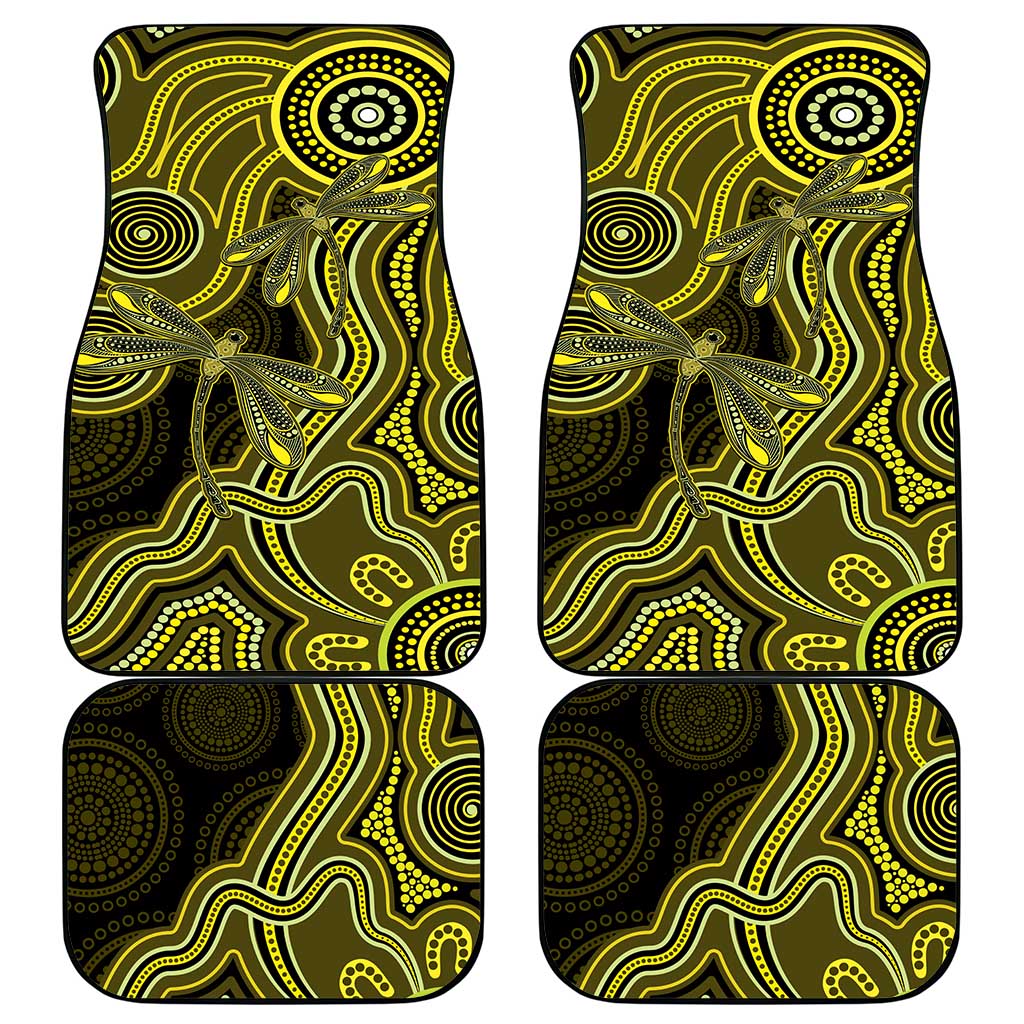 Yellow Indigenous Dragonfly Australia Car Mats Aboriginal Art - Aussie Hoodie