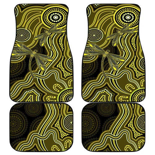Yellow Indigenous Dragonfly Australia Car Mats Aboriginal Art - Aussie Hoodie