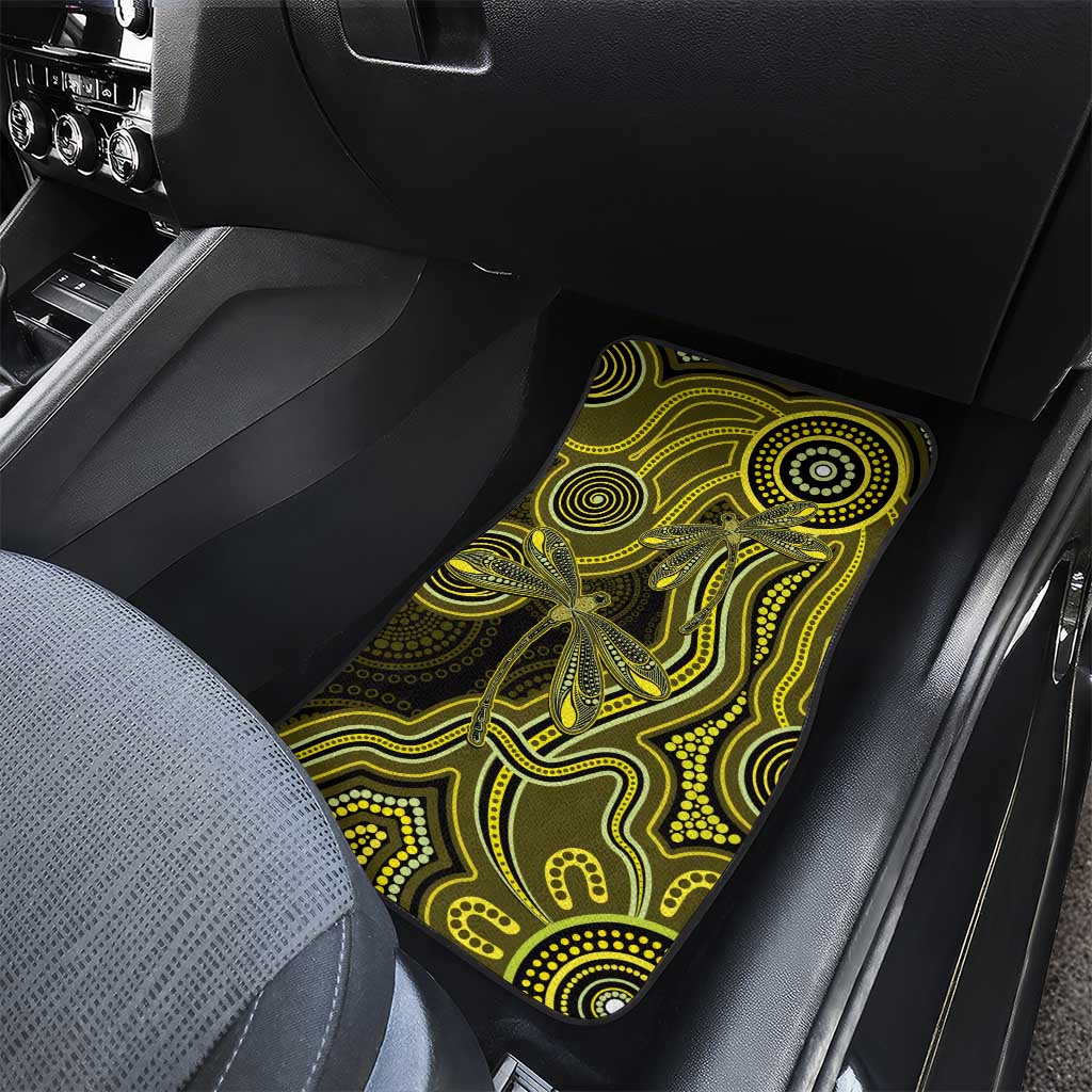 Yellow Indigenous Dragonfly Australia Car Mats Aboriginal Art - Aussie Hoodie
