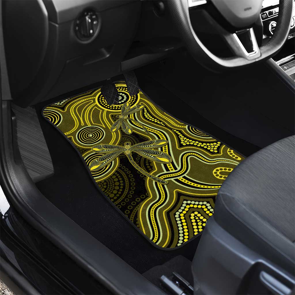 Yellow Indigenous Dragonfly Australia Car Mats Aboriginal Art - Aussie Hoodie