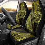 Yellow Indigenous Dragonfly Australia Car Seat Cover Aboriginal Art - Aussie Hoodie