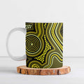Yellow Indigenous Dragonfly Australia Ceramic Mug Aboriginal Art - Aussie Hoodie