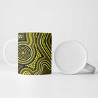 Yellow Indigenous Dragonfly Australia Ceramic Mug Aboriginal Art - Aussie Hoodie