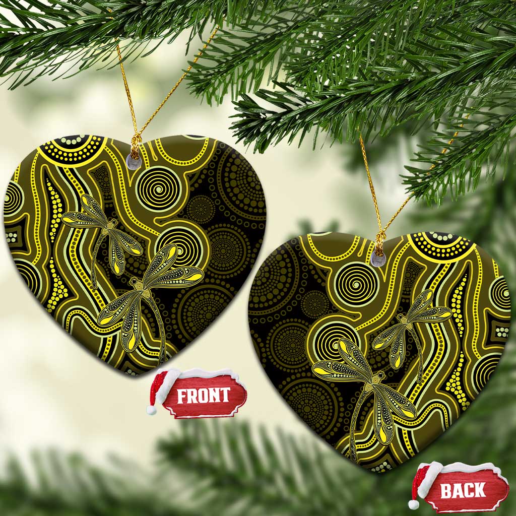 Yellow Indigenous Dragonfly Australia Ceramic Ornament Aboriginal Art - Aussie Hoodie