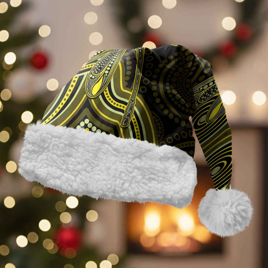 Yellow Indigenous Dragonfly Australia Christmas Santa Hat Aboriginal Art - Aussie Hoodie