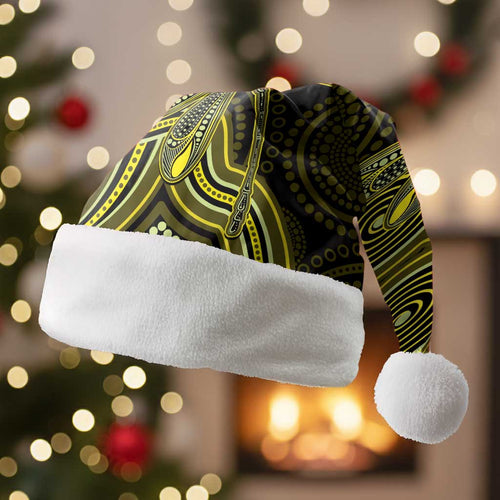 Yellow Indigenous Dragonfly Australia Christmas Santa Hat Aboriginal Art - Aussie Hoodie