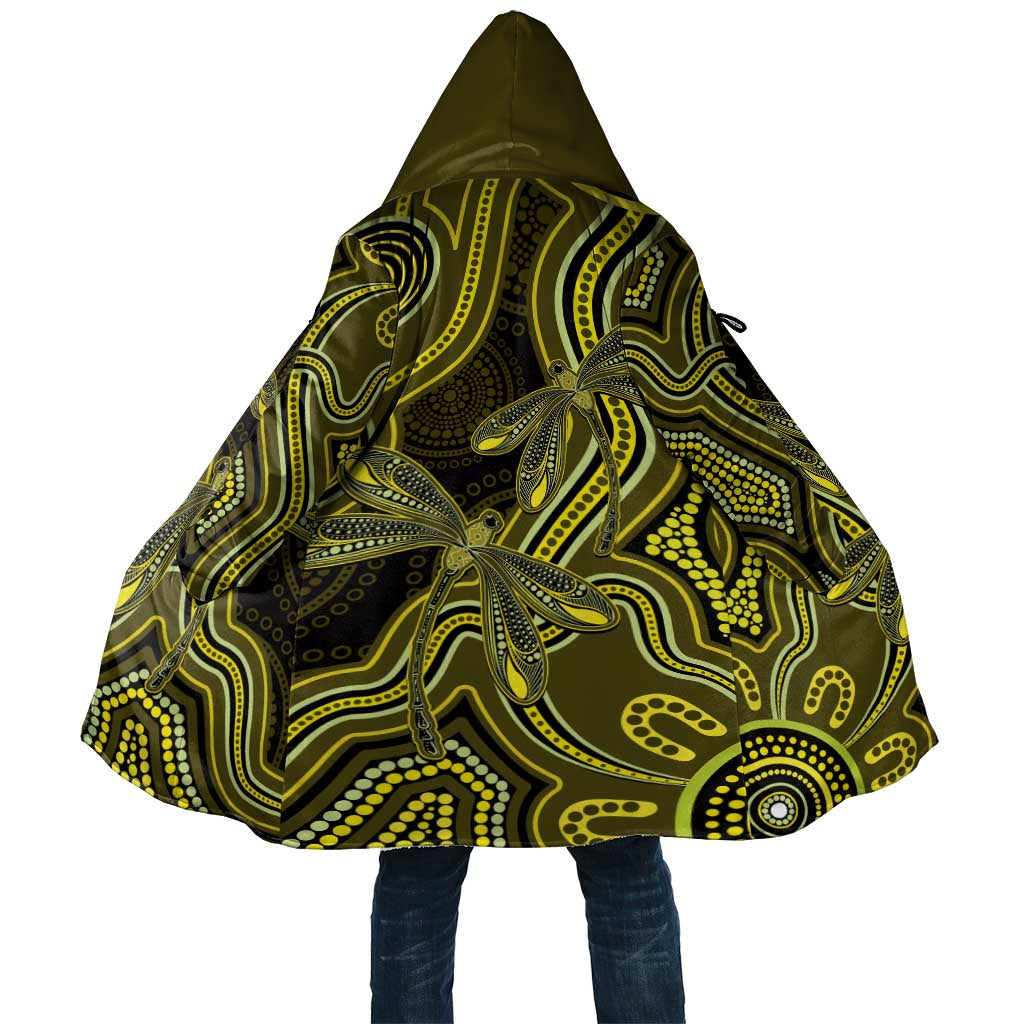 Yellow Indigenous Dragonfly Australia Cloak Aboriginal Art - Aussie Hoodie