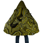 Yellow Indigenous Dragonfly Australia Cloak Aboriginal Art - Aussie Hoodie