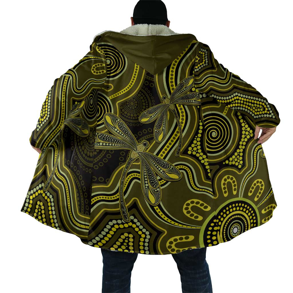Yellow Indigenous Dragonfly Australia Cloak Aboriginal Art - Aussie Hoodie