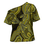 Yellow Indigenous Dragonfly Australia Cross Shoulder Shirt Aboriginal Art - Aussie Hoodie