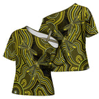 Yellow Indigenous Dragonfly Australia Cross Shoulder Shirt Aboriginal Art - Aussie Hoodie