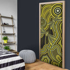 Yellow Indigenous Dragonfly Australia Door Cover Aboriginal Art - Aussie Hoodie