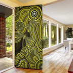 Yellow Indigenous Dragonfly Australia Door Cover Aboriginal Art - Aussie Hoodie