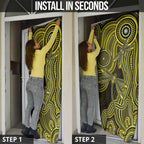 Yellow Indigenous Dragonfly Australia Door Cover Aboriginal Art - Aussie Hoodie