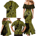 Yellow Indigenous Dragonfly Australia Family Matching Mermaid Dress and Hawaiian Shirt Aboriginal Art - Aussie Hoodie
