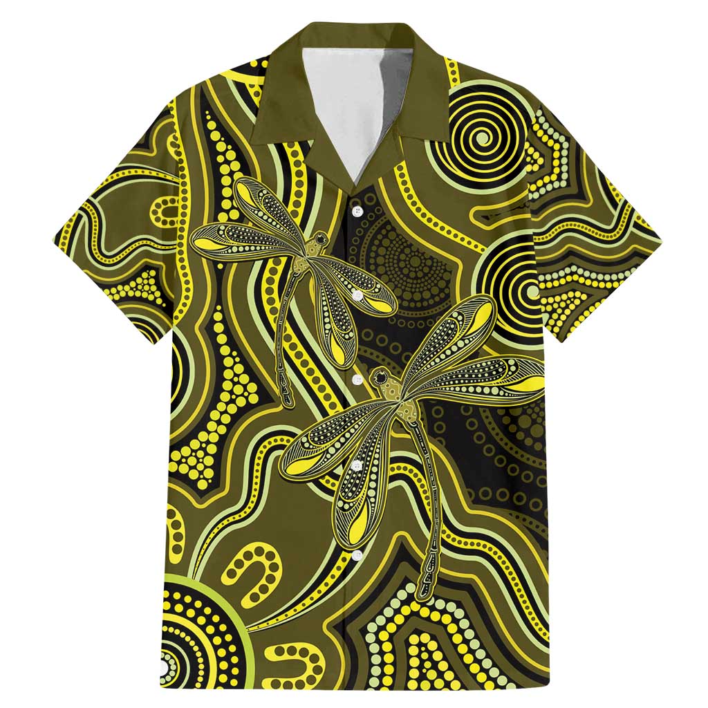 Yellow Indigenous Dragonfly Australia Family Matching Mermaid Dress and Hawaiian Shirt Aboriginal Art - Aussie Hoodie