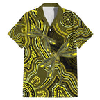 Yellow Indigenous Dragonfly Australia Family Matching Mermaid Dress and Hawaiian Shirt Aboriginal Art - Aussie Hoodie