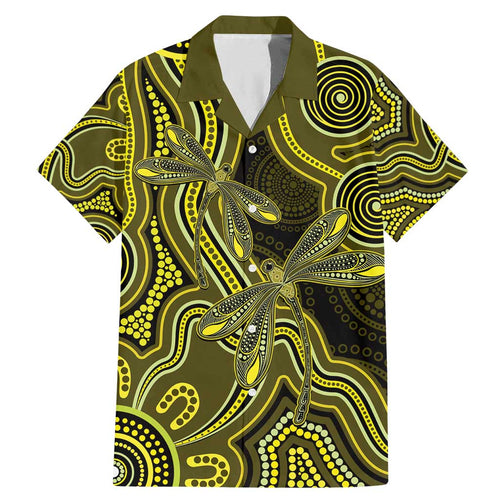 Yellow Indigenous Dragonfly Australia Family Matching Mermaid Dress and Hawaiian Shirt Aboriginal Art - Aussie Hoodie