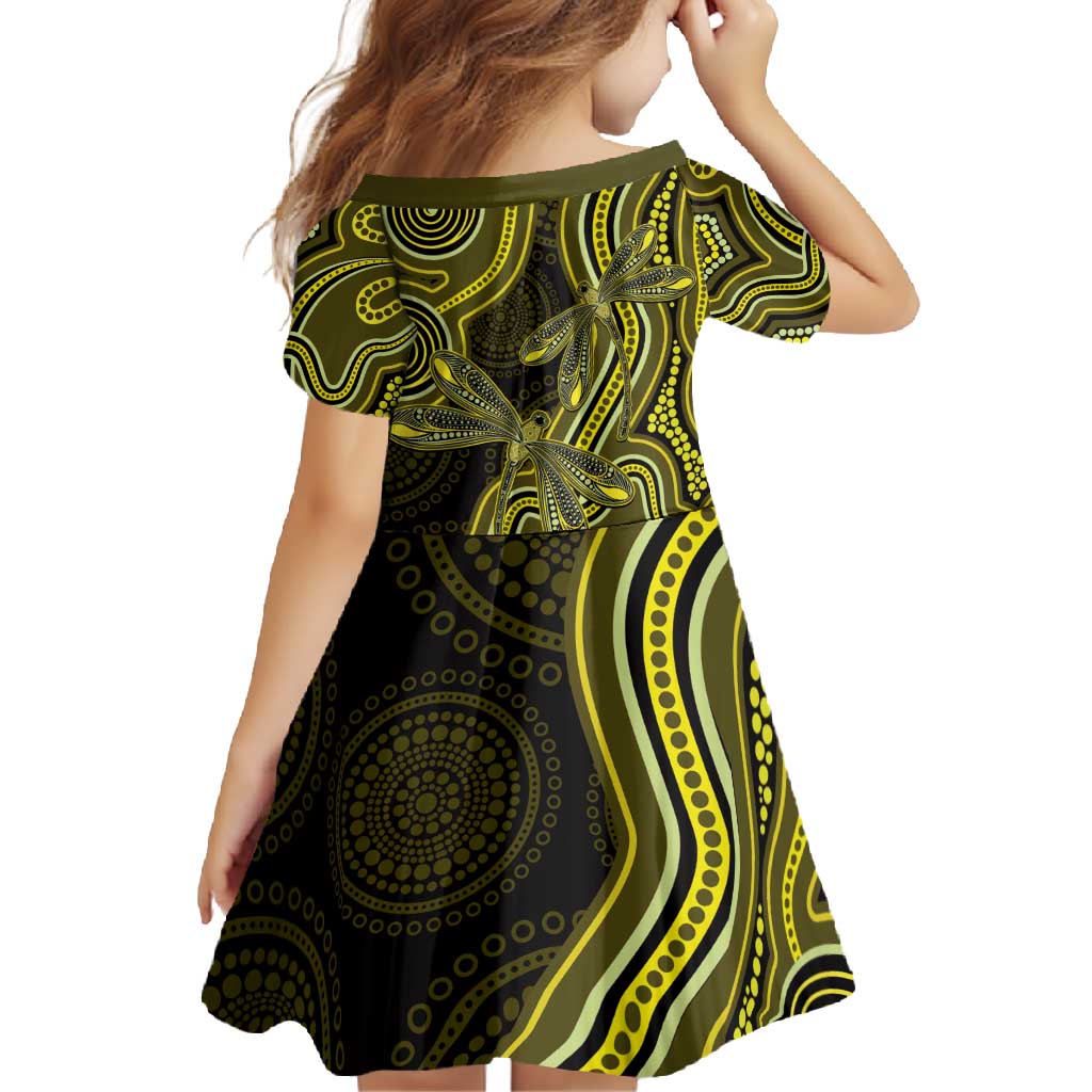 Yellow Indigenous Dragonfly Australia Family Matching Off Shoulder Maxi Dress and Hawaiian Shirt Aboriginal Art - Aussie Hoodie