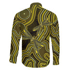 Yellow Indigenous Dragonfly Australia Family Matching Off Shoulder Maxi Dress and Hawaiian Shirt Aboriginal Art - Aussie Hoodie