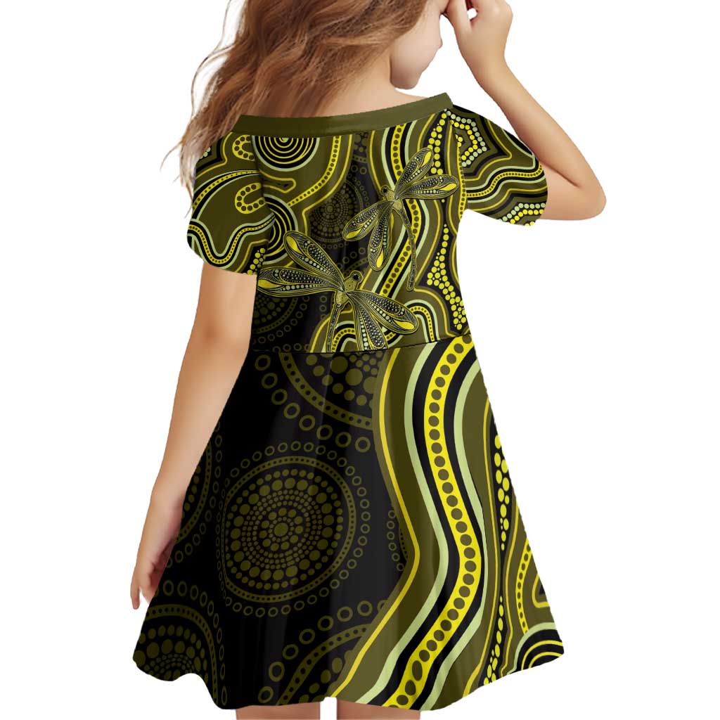 Yellow Indigenous Dragonfly Australia Family Matching Off Shoulder Short Dress and Hawaiian Shirt Aboriginal Art - Aussie Hoodie