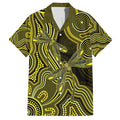 Yellow Indigenous Dragonfly Australia Family Matching Off Shoulder Short Dress and Hawaiian Shirt Aboriginal Art - Aussie Hoodie