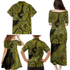 Yellow Indigenous Dragonfly Australia Family Matching Puletasi and Hawaiian Shirt Aboriginal Art - Aussie Hoodie