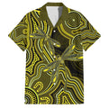 Yellow Indigenous Dragonfly Australia Family Matching Short Sleeve Bodycon Dress and Hawaiian Shirt Aboriginal Art - Aussie Hoodie