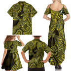 Yellow Indigenous Dragonfly Australia Family Matching Summer Maxi Dress and Hawaiian Shirt Aboriginal Art - Aussie Hoodie