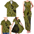 Yellow Indigenous Dragonfly Australia Family Matching Tank Maxi Dress and Hawaiian Shirt Aboriginal Art - Aussie Hoodie