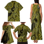 Yellow Indigenous Dragonfly Australia Family Matching Tank Maxi Dress and Hawaiian Shirt Aboriginal Art - Aussie Hoodie