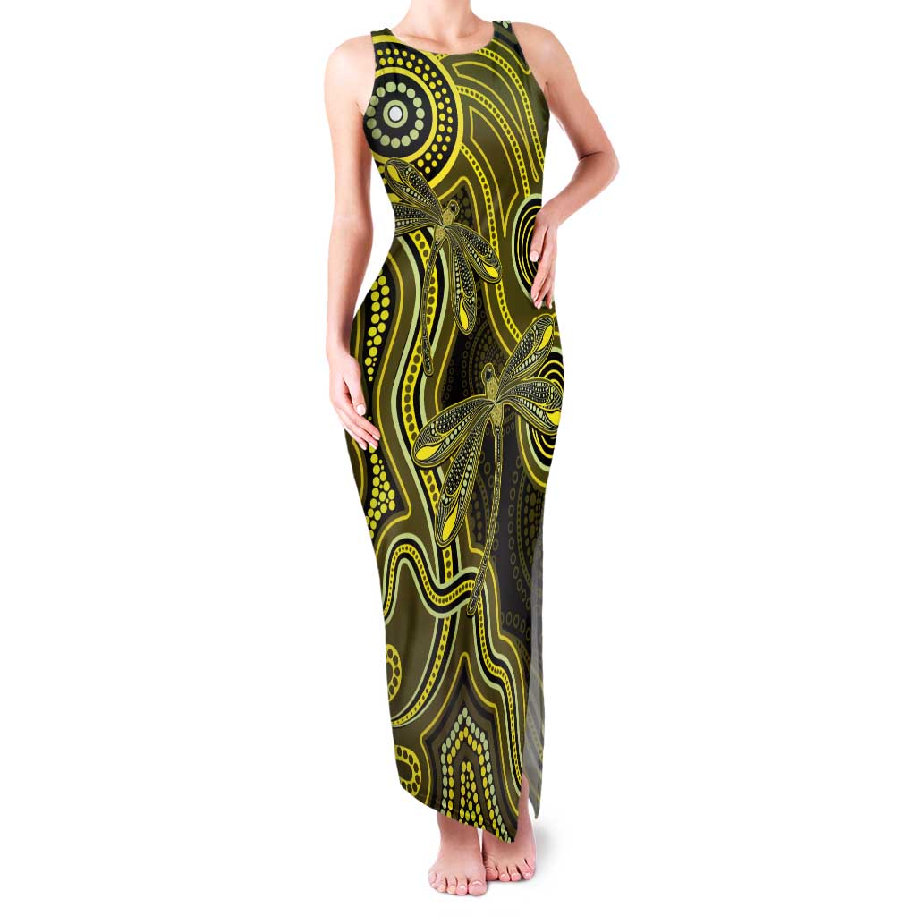 Yellow Indigenous Dragonfly Australia Family Matching Tank Maxi Dress and Hawaiian Shirt Aboriginal Art - Aussie Hoodie