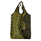 Yellow Indigenous Dragonfly Australia Grocery Bag Aboriginal Art - Aussie Hoodie