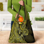 Yellow Indigenous Dragonfly Australia Grocery Bag Aboriginal Art - Aussie Hoodie
