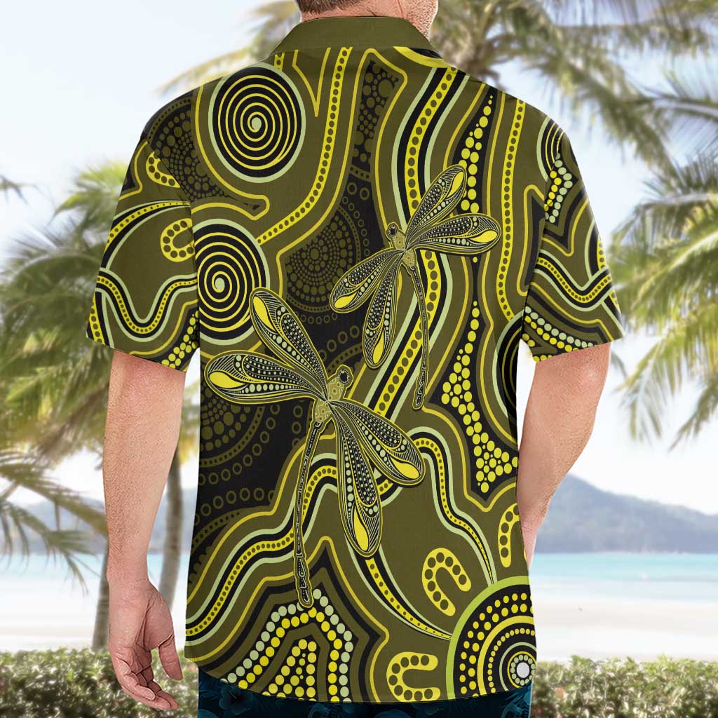 Yellow Indigenous Dragonfly Australia Hawaiian Shirt Aboriginal Art - Aussie Hoodie