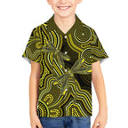 Yellow Indigenous Dragonfly Australia Hawaiian Shirt Aboriginal Art - Aussie Hoodie