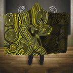 Yellow Indigenous Dragonfly Australia Hooded Blanket Aboriginal Art - Aussie Hoodie