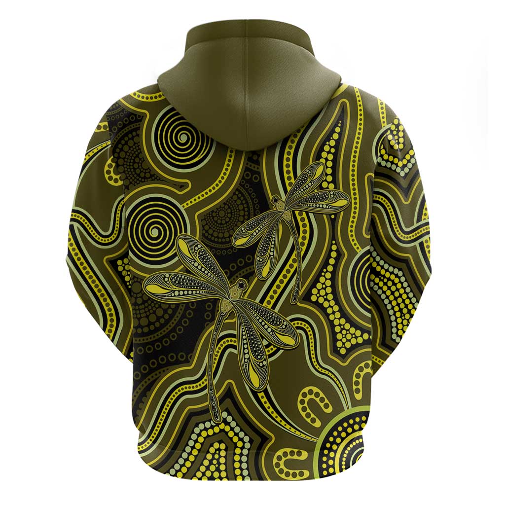 Yellow Indigenous Dragonfly Australia Hoodie Aboriginal Art - Aussie Hoodie