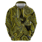 Yellow Indigenous Dragonfly Australia Hoodie Aboriginal Art - Aussie Hoodie