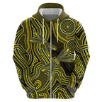 Yellow Indigenous Dragonfly Australia Hoodie Aboriginal Art - Aussie Hoodie