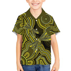 Yellow Indigenous Dragonfly Australia Kid Hawaiian Shirt Aboriginal Art - Aussie Hoodie