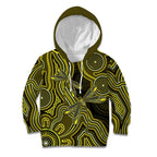 Yellow Indigenous Dragonfly Australia Kid Hoodie Aboriginal Art - Aussie Hoodie