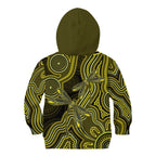 Yellow Indigenous Dragonfly Australia Kid Hoodie Aboriginal Art - Aussie Hoodie