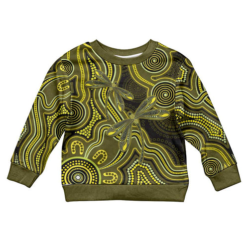 Yellow Indigenous Dragonfly Australia Kid Ugly Christmas Sweater Aboriginal Art - Aussie Hoodie