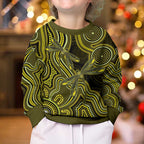 Yellow Indigenous Dragonfly Australia Kid Ugly Christmas Sweater Aboriginal Art - Aussie Hoodie